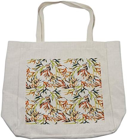 Азиска азиска торба за шопинг, акварелна бамбус боја на четка со источен кинески фолк уметник стил бохо печатење, еколошка торба за еднократна употреба за намирниц