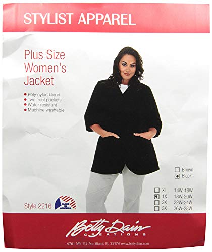 Големина над плус големина на стилистичка јакна за салони, исечена за криви, ракави со должина од три четвртини, копче надолу, два долги предни