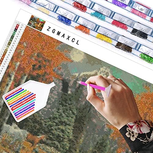 ZGMAXCL DIY Дијамантски комплети за сликарство за возрасни и деца целосна вежба фарма за џемови со голема големина wallидни украси