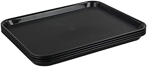 Teyyvn црна 4-пакет пластична послужавник за брза храна, 17,25 x 13,35