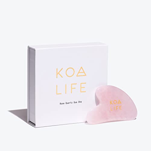 KOA Life Rose Quartz Gua Sha Facial Tool - Алатка за масажа дизајнирана за промовирање на микро -циркулација, ја намалува подпухналоста, да ги