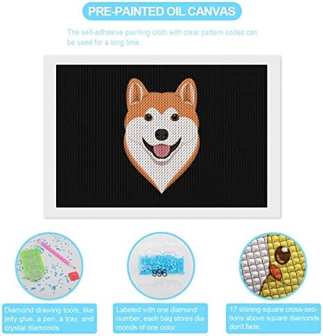 Цртани филмови Акита куче дијамантски комплети за сликање 5d DIY целосна вежба Rhinestone Arts Wallид декор за возрасни 8 x12