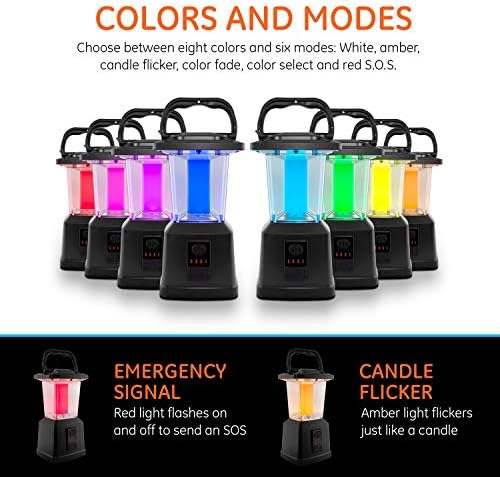 Enbright Dual Power Color Color LED LED полнење на фенер, USB Power Bank, 4400mAh, 650 лумени, затемнети, 425 часа, идеално за кампување, отворено,
