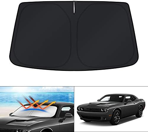 Kust Custom Fit Whindhield Sun Sunde Shade за 2015-2023 Dodge Challenger Coupe, SRT Hellcat, Redeye, GT, RT, Ta Coupe, Widebody,