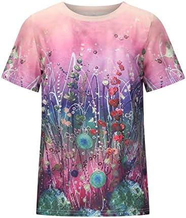 Облека кратки ракави памук екипаж на екипажот на вратот графички цветни брендови врвот за женски блуза есен лето девојки xy