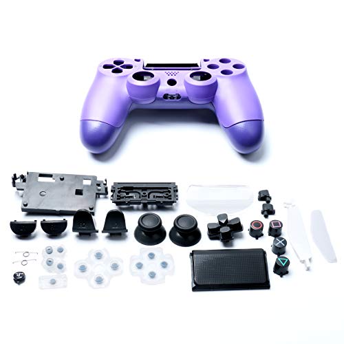 Контролор за контролор на пластични игри Huayuwa со копчиња за замена поставено за PlayStation 4 Slim 4.0 JDM-040, Електро-оптичка виолетова