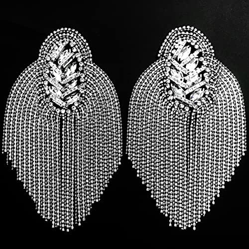 Qililandiy 2 парчиња рамо епоулет кристал тасела раб, апликации Rhinestones, монистра украсени панк -закрпи рамо за накит додатоци за крпа за