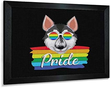 ЛГБТ гордост хаски дијамантски комплети за сликање на слики 5д DIY целосна вежба Rhinestone Arts Wallид декор за возрасни Блеквуд 50