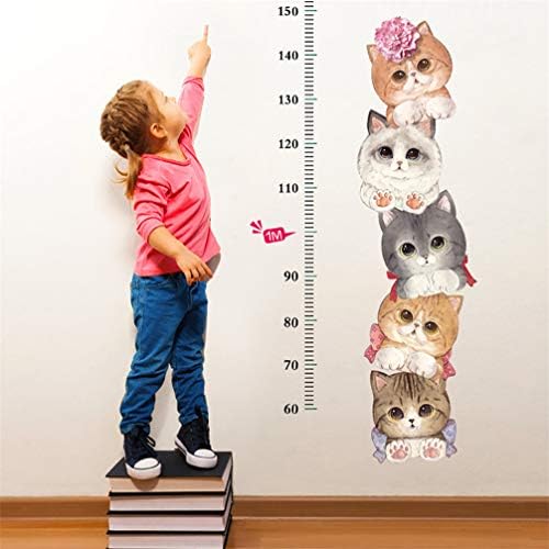 Wallидни налепници мачки мачиња симпатична висина табела висина на владини wallидови decal отстранлив ПВЦ декорација за детска соба