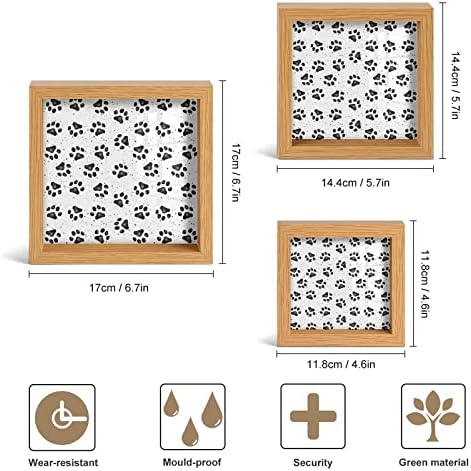 Куче шепа отпечати дрвена рамка за слика од 3 поставени фото рамки со стакло за декор за приказ на десктоп за дома