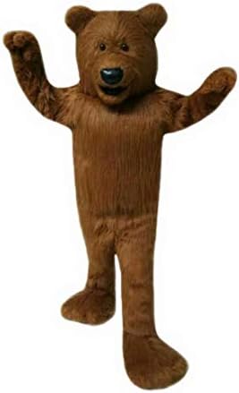 Плишана кафеава мечка цртана костумска костум маскота плишани со маска за возрасни козмејски забави за Ноќта на вештерките