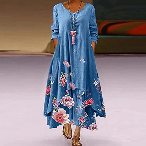 Maxенски макси фустани на Харајуку, цветни печатени датира плажа, обичен лабав фустан, преголем график макси максични долги фустани