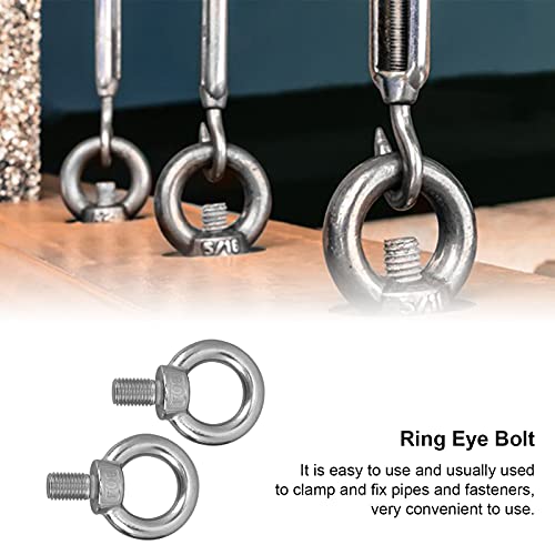 Подигнување прстен завртка за очи, 2 парчиња од не'рѓосувачки челик за кревање на окото на очите на очите на тешки завртки за завртки