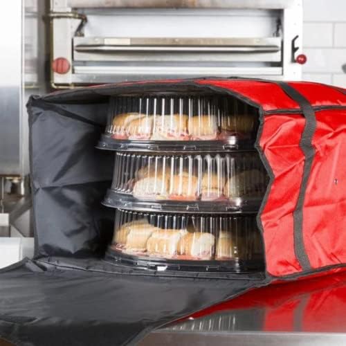 Изолирана торба за испорака на пица и храна, Црвен најлон - 20 x 20 x 12