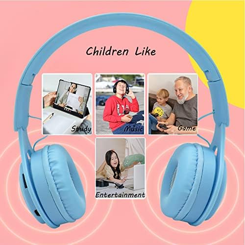 Детски слушалки за Bluetooth, безжични слушалки за безжични Bluetooth 5.0, удобно складирање на Earpad на протеини и преклопување, слушалки