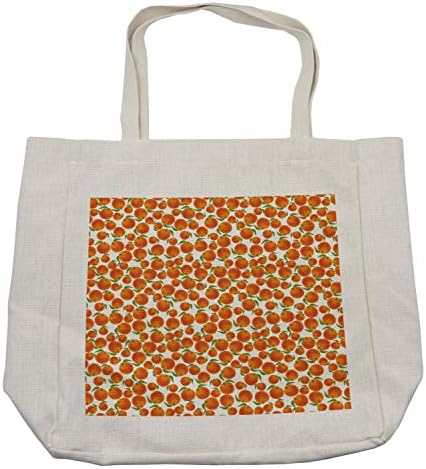 Торба за купување торба за мандарина Амбесон, шема на рачни нацртани органски сочни портокали со лист, еко-пријателска торба за еднократно користење