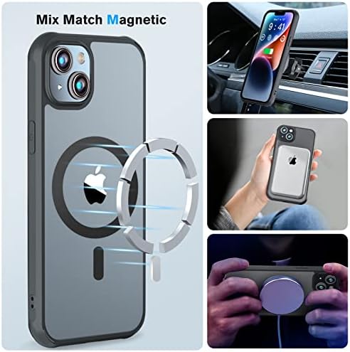 Олпро [2 во 1] Магнетски случај за магсафеј iPhone 14 случај 6.1 '', со безжичен полнач за автомобили Magsafe Mount Dashboard Air Vent