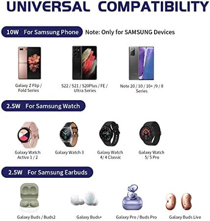 Безжичен полнач за станица за полнење Samsung 3 во 1 Брз полнач Телефонски штанд Док за Galaxy S23 S22 S22+ S21 S20 Ultra/Note20/Z Flip Fold 4