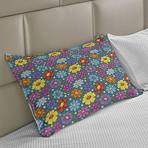 Амбезон Цвет плетена ватенка перница, цветни пролетни свежини игротека за игри со ливчиња од лилјана, стандардна покривка за перница