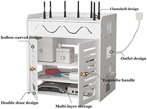 Мрежа за складирање на рутер, поставена горната кутија, безжична WiFi рутер полица за рутер Подреди заштитени полици за складирање wallид