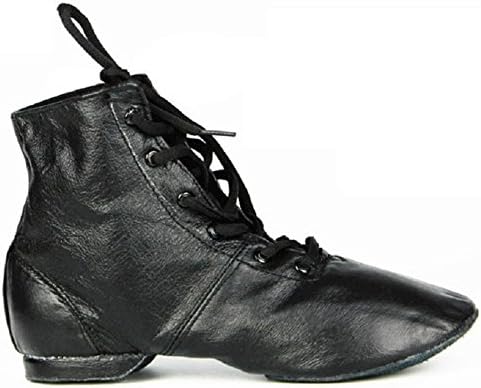 Евтино кожење на женски кожни чевли за танцување џез чизми со меки чизми со високи чизми, црна