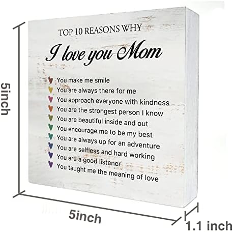 10 причини зошто те сакам мама дрво кутија знак, рустикална мајка дрвена кутија знак блок плакета за wallидни таблети биро за домашно украсување