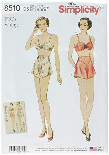 Едноставноста во 1930-тите моден женски гроздобер градник и гаќички за шиење, големини 4-12