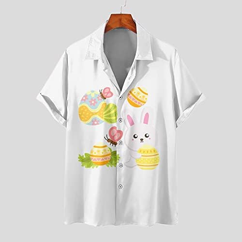 Велигденски маички за маички за мажи, печатени лаптопи, кратки ракави, удобни обични блузи, копче надолу по хавајските врвови