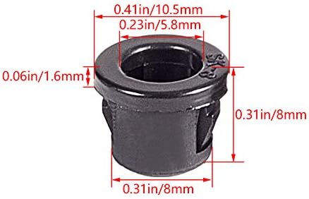 Кабелско црево Snap Bushing Grommet Заштитник 500PCS SK-8 8mm монтиран ДИА заклучување на грмушка заштитна црна црна боја, aicosineg