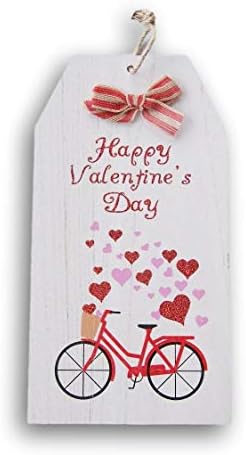 Среќен знак за црвен украс за велосипед за велосипед со велосипед со јута -закачалка - 7,5 x 14,25 инчи