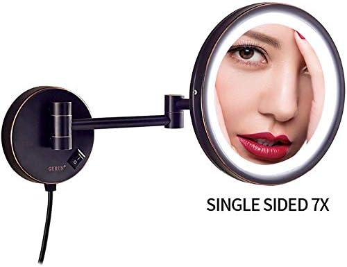 Lianxiao - Vanity шминка огледала LED светла хотелска бања за бричење лупа на козметичко огледало со приклучоци со двојни преклопни