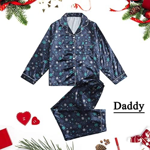 Копче за божиќни пижами во Дијаго, совпаѓање на маичка со долг ракав и панталони Семеен празник Смешен ноќен ноќен пат за ноќна облека