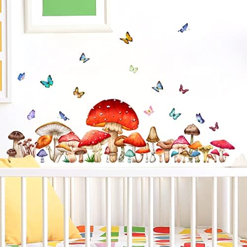 Мирабуј Шумски Печурки Ѕидни Налепници Со Пеперутки Ѕидни Налепници Декор За Детска Спална Соба Дневна Соба Кујна