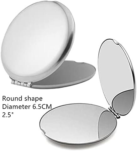 ZKXXJ Преносен компактен огледало од не'рѓосувачки челик, двојно страни, преклопување на огледало за патување за шминка за џеб за чанта,