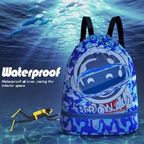 Торба за влечење, пливање ранец водоотпорен ранец Детска торба за плажа, пливање торби за пливачи, кинки торба вселенски цртан филм печатен симпатичен