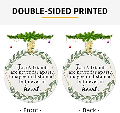 Moblade двострани печатени божиќни украси за пријатели - вистинските пријатели никогаш не се разделени за BFF, подароци за далечина за пријатели, украс за чување на приј