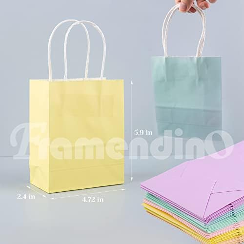 Framendino, 24 пакувања со повеќебојни преносни торби за подароци хартија Крафт забава за забава 5.9 x4.7 x2.4 мала торба за
