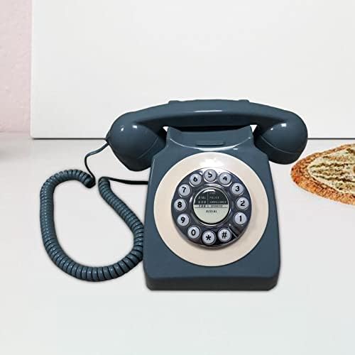 Magideal Retro Firtline Телефон Ротари Дизајн Класичен старомоден, кадрав кабел, со редицијална, антички телефон, гроздобер стар