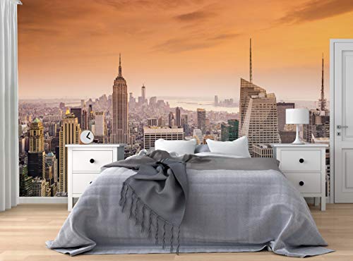 Градска фотографија Позадина - Newујорк Сити - Декорација на uralидни фрески слики Менхетен градски пејзаж воздушен поглед на средниот