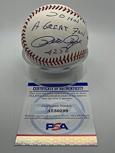 Пит Роуз Потпиша Автограм Персонализиран На Џон Голем Обожавател Бејзбол пса днк *9 - Автограм Бејзбол