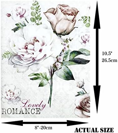 Роуз тема од црница од ориз, 8 x 10,5 инчи - 6 x различни печатени слики од хартија од црница 30gsm Видливи влакна за занаети за занаети