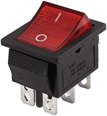 Jigmod AC 250V Контрола Електрична 15A 125V 20A Црвена светлина 6pin DPDT Вклучено/Исклучено Додатоци за прекинувач на брод со рокер