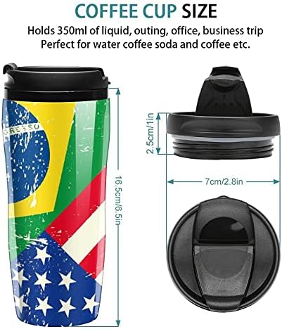 Американско и бразилско знаме за еднократно кафе со кафе со капаци за патување со капаци за капакот на капакот, за канцелариски автомобилски