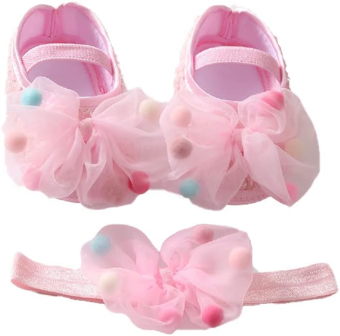 Бебе девојки Новороденка принцеза Боункот мека единствена патика Мери Janeејн Флас Свадба чевли со глава со глава