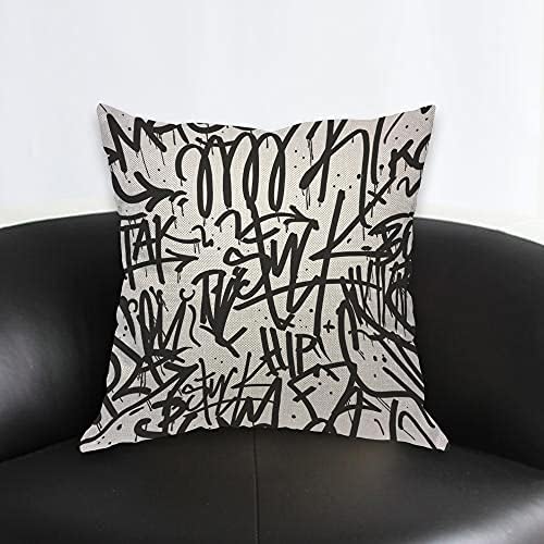 Аоего графити линија фрли перница за перници креативно уметничко мастило Класичен монохроматски перница кутија 18x18 инчи декоративни памучни