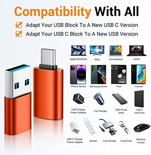[4 пакет] USB C до USB адаптер, 【2*USB-C до USB-A】 & 【2*USB-A до USB-C】 Femaleенски адаптер за пренесување на податоци и брзо