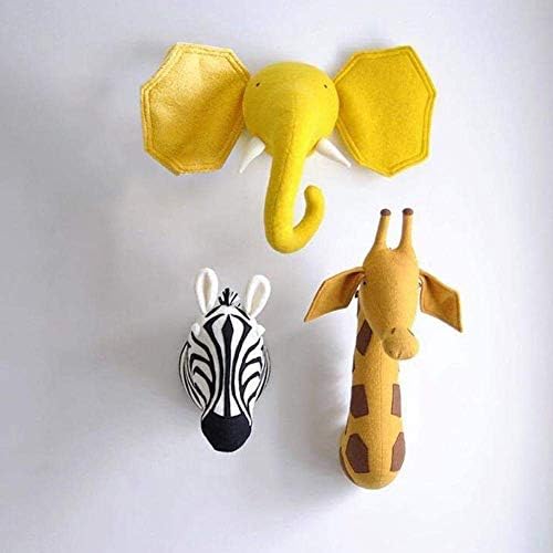 Liushi плишана животинска глава декорација на wallидови, слон глава Детска соба wallид монтирање, 3Д симпатична џунгла сафари животни