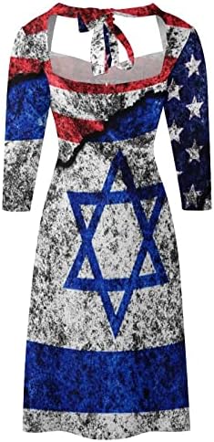 САД И Израел На Распукан Женски Летен Секојдневен Фустан Лак Ремени Со Лак Со Средна Должина На Вратот Одблесок Миди Сарафан
