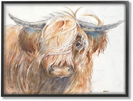 Колекцијата за декори на „Ступел дома“, кафеав роговиден бик со ветер, избришано долго сликање на косата, истегната платна wallидна