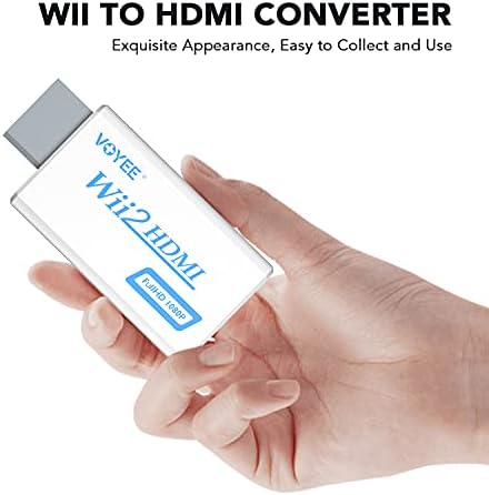 Voye Wii to HDMI Converter, Wii HDMI адаптер, Wii to HDMI 1080p 720p Конектор Излез Видео и 3,5 mm аудио, компатибилен со Nintendo